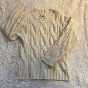 American Eagle Outfitters Cream Cable Knit Sweater
